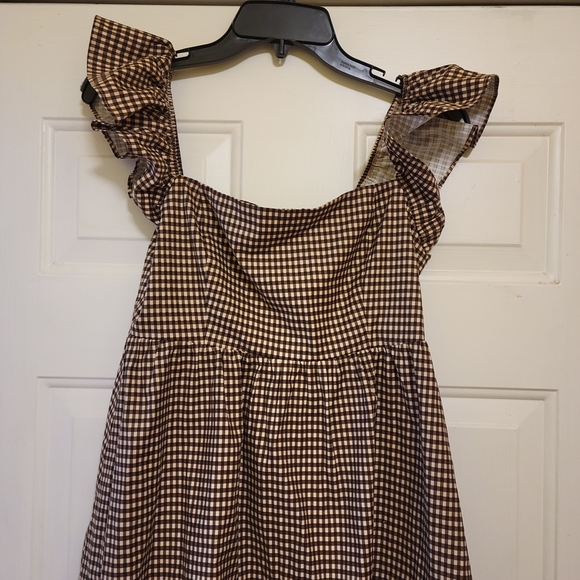 Reformation Jeune Checkered Ruffle Mini Dress size 6 - Picture 3 of 7
